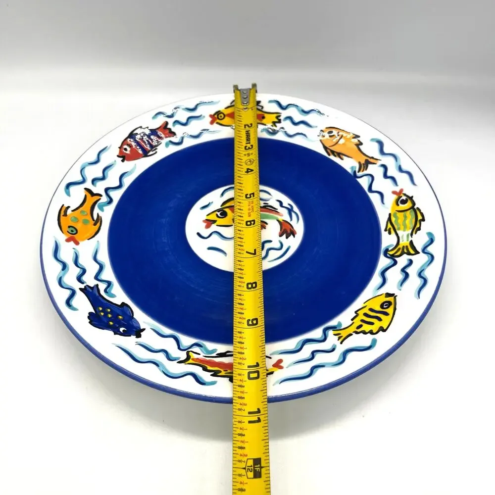 Les Tropiques by Strata Group Set of 4 Dinner Plates Hand Painted Tropical Fish
